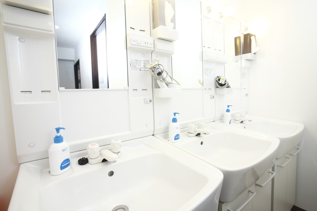 Vanity sinks with hair dryers